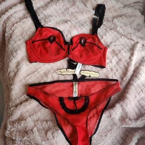 NWT Playful Promises lingerie red peekaboo